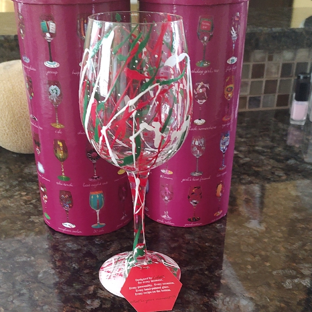 Lolita Red and Green Holiday Wine Glass Decorations